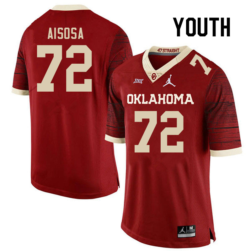 Youth #72 Josh Aisosa Oklahoma Sooners College Football Jerseys Stitched-Retro